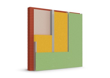 Image of Layered scheme of wall insulation on white background