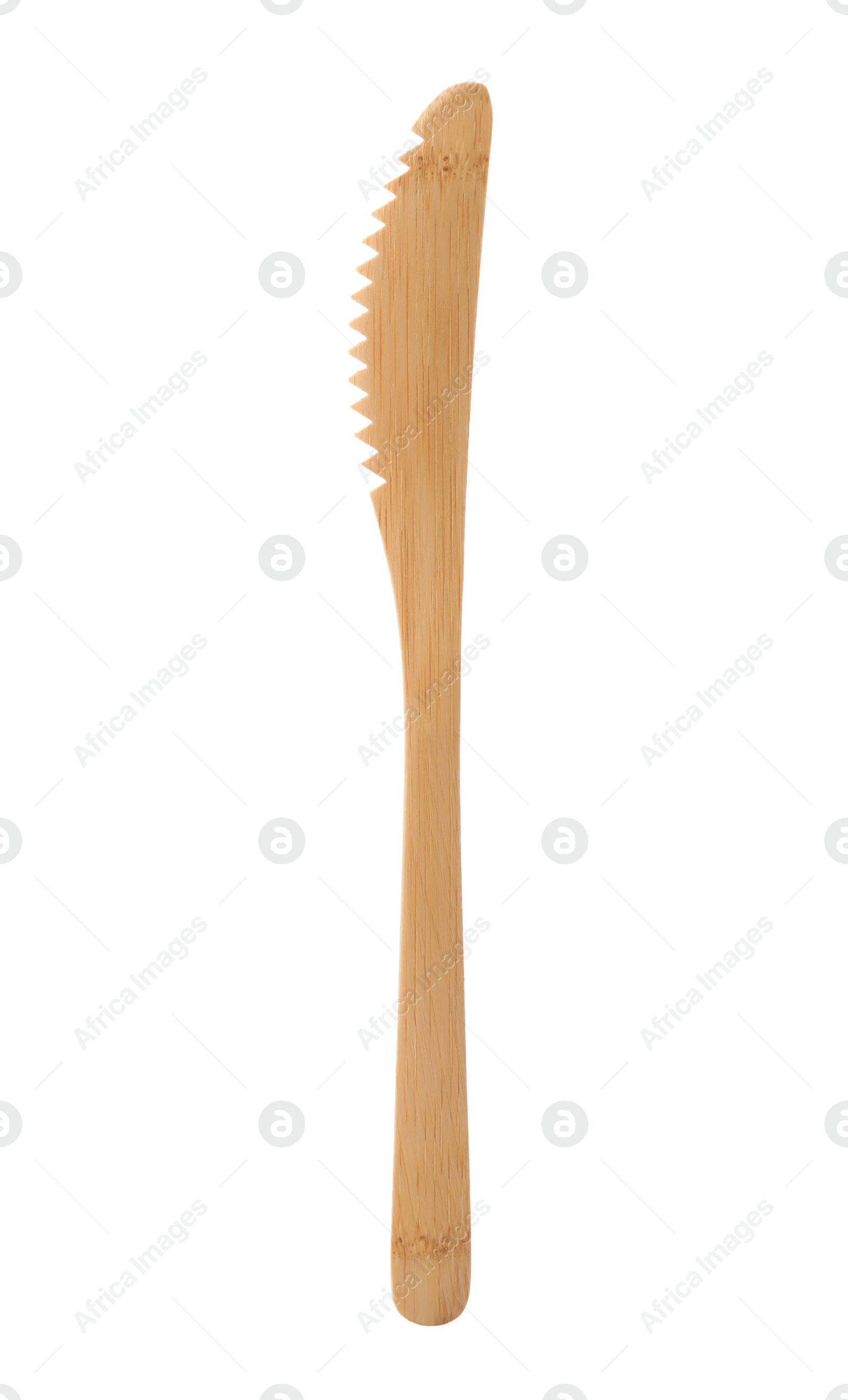 Photo of Bamboo knife isolated on white. Conscious consumption