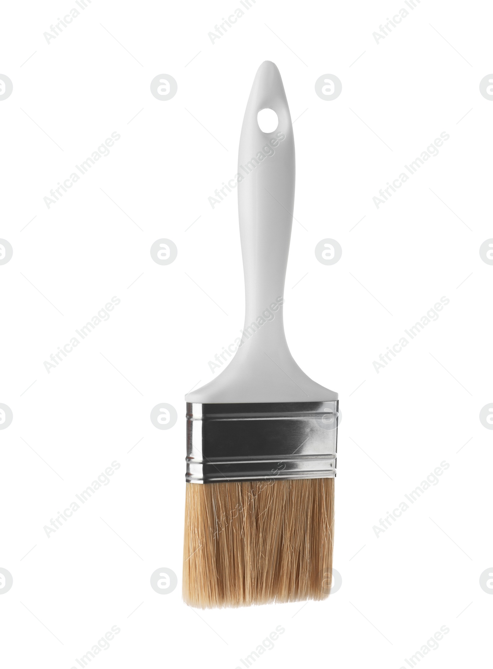 Photo of New paint brush on white background. Decorating tool