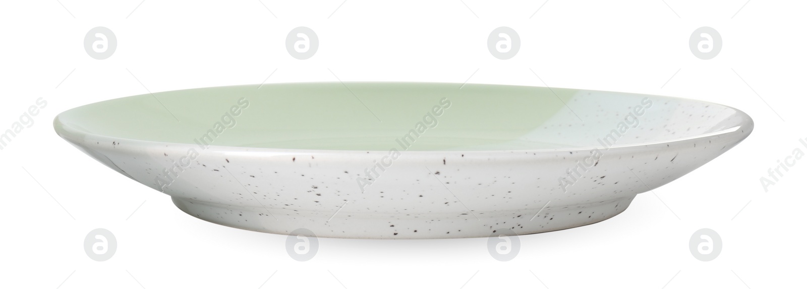 Photo of One beautiful ceramic plate isolated on white