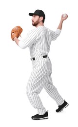 Photo of Baseball player throwing ball on white background