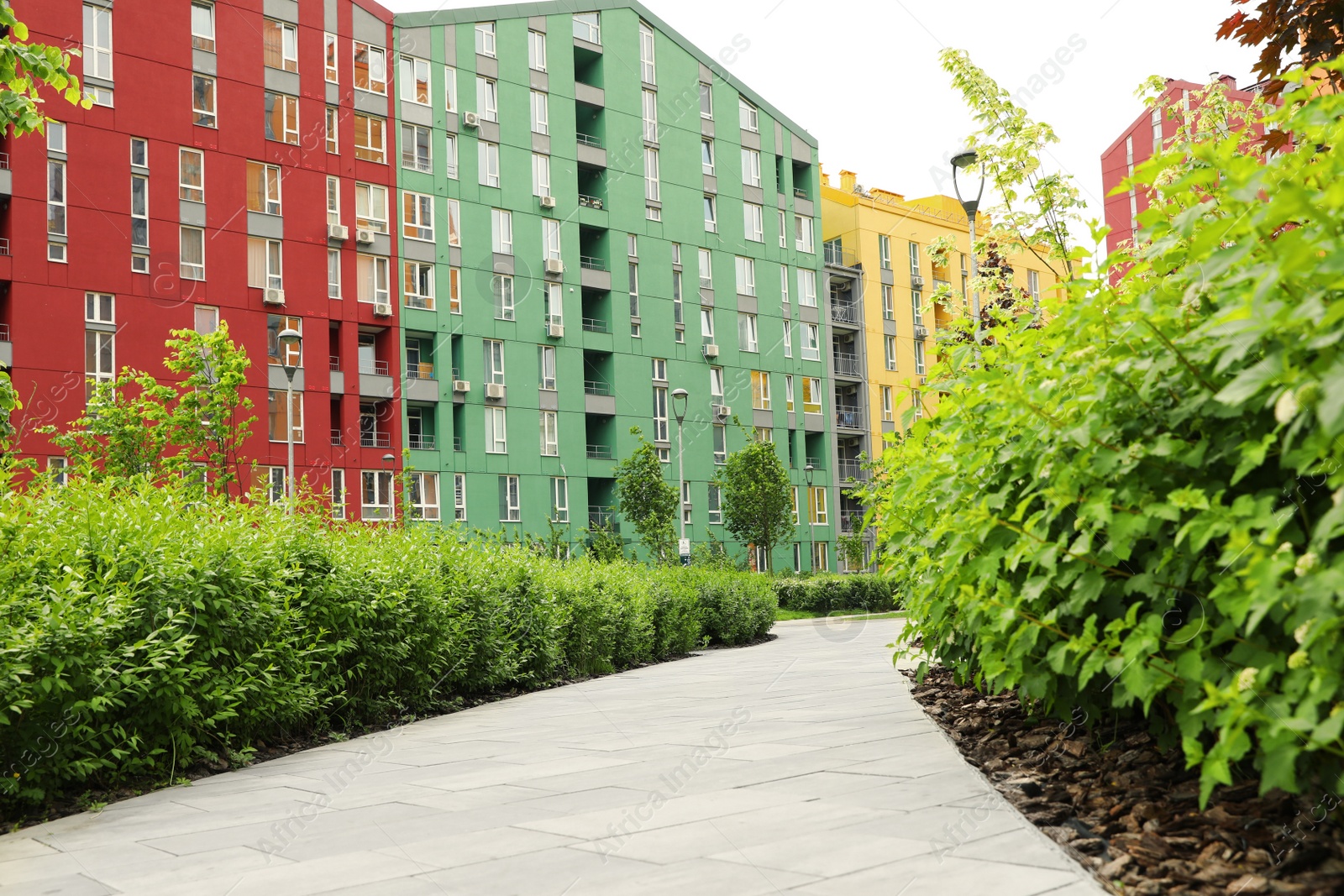 Photo of KYIV, UKRAINE - MAY 21, 2019: Modern housing estate COMFORT TOWN in Dniprovskyi district on sunny day