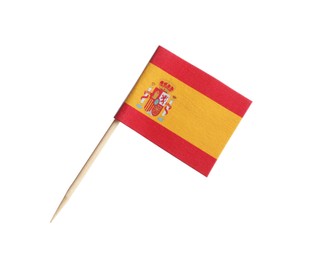 Small paper flag of Spain isolated on white