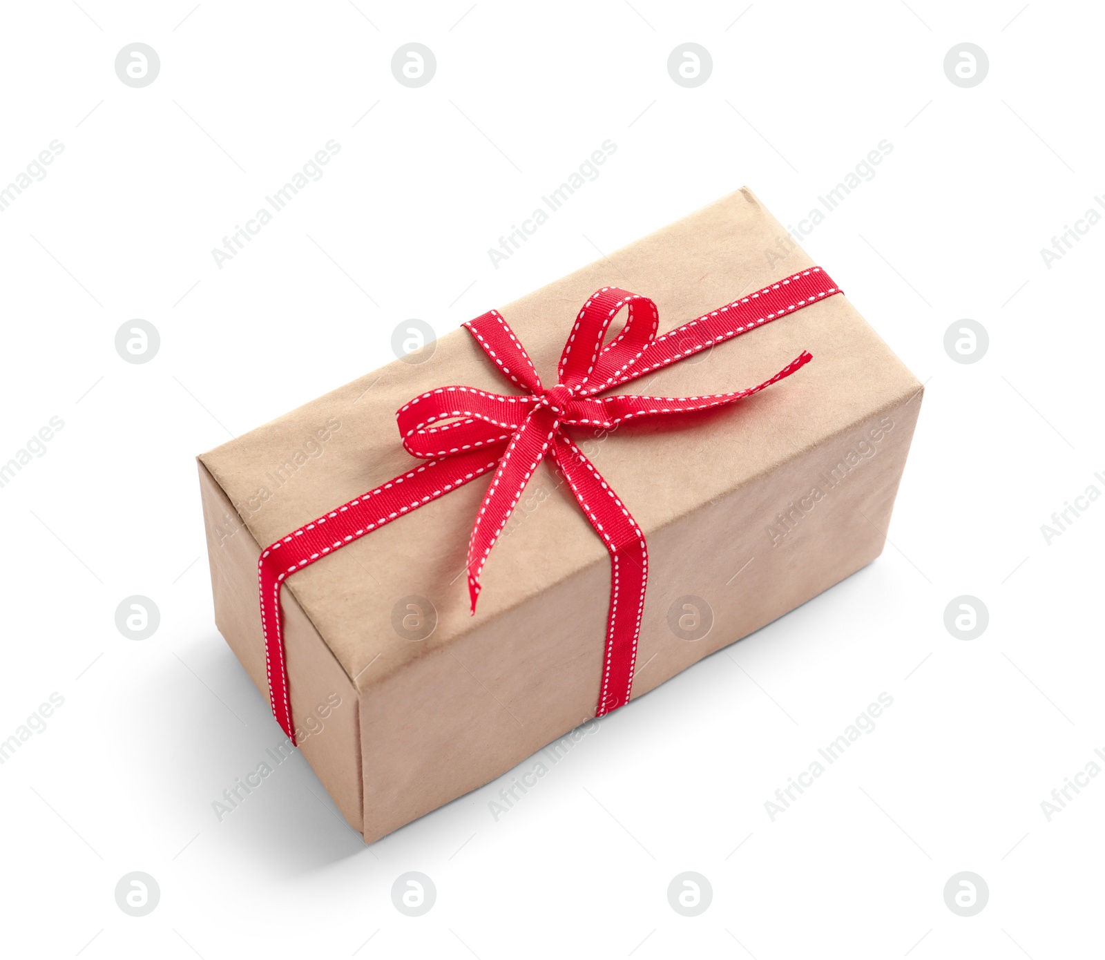 Photo of Beautifully wrapped gift box on white background