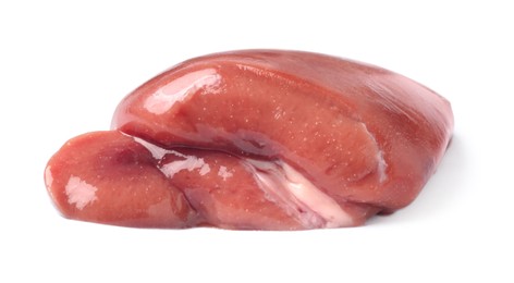 Photo of Fresh raw beef kidney on white background