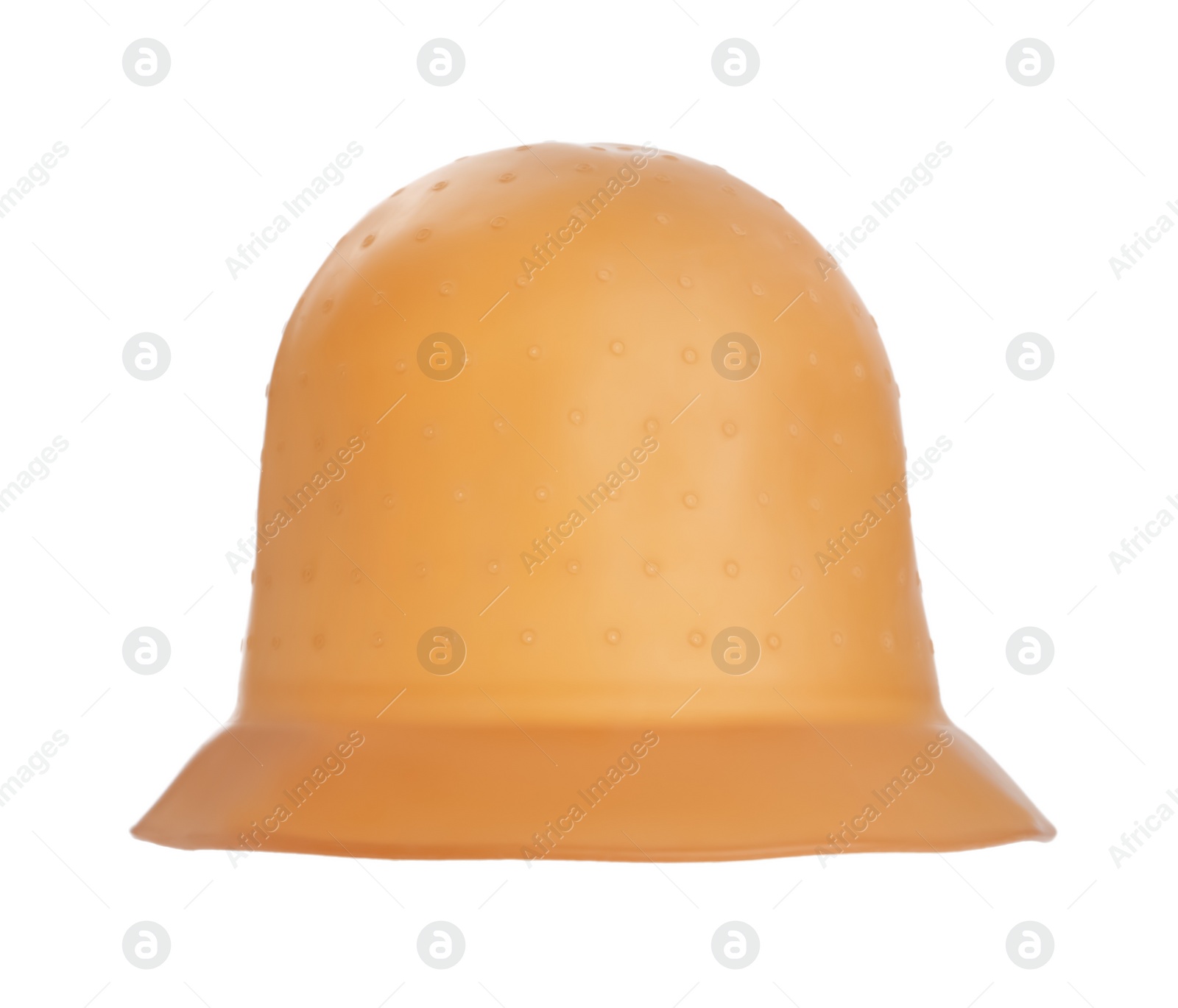 Photo of Brown rubber shower cap isolated on white