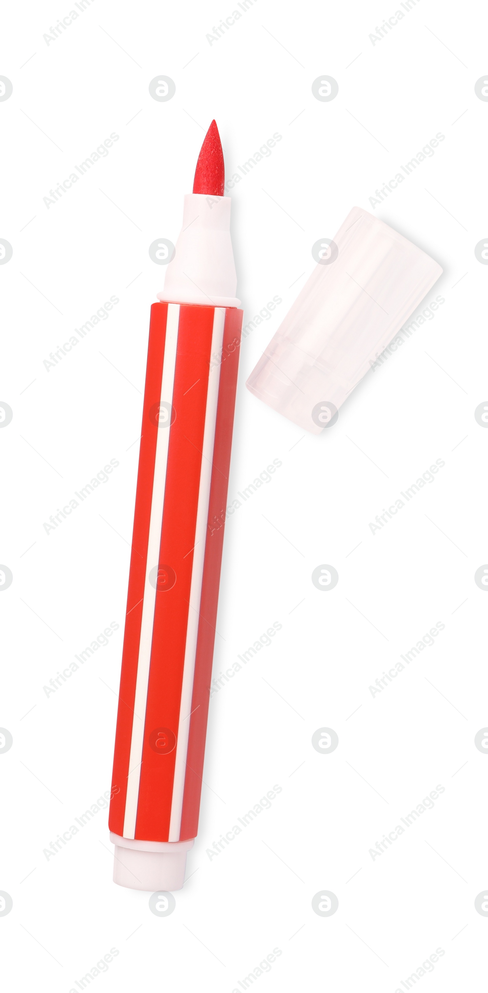 Photo of One red marker isolated on white, top view