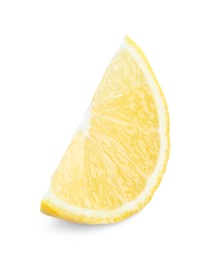 Lemon wedge isolated on white. Citrus fruit