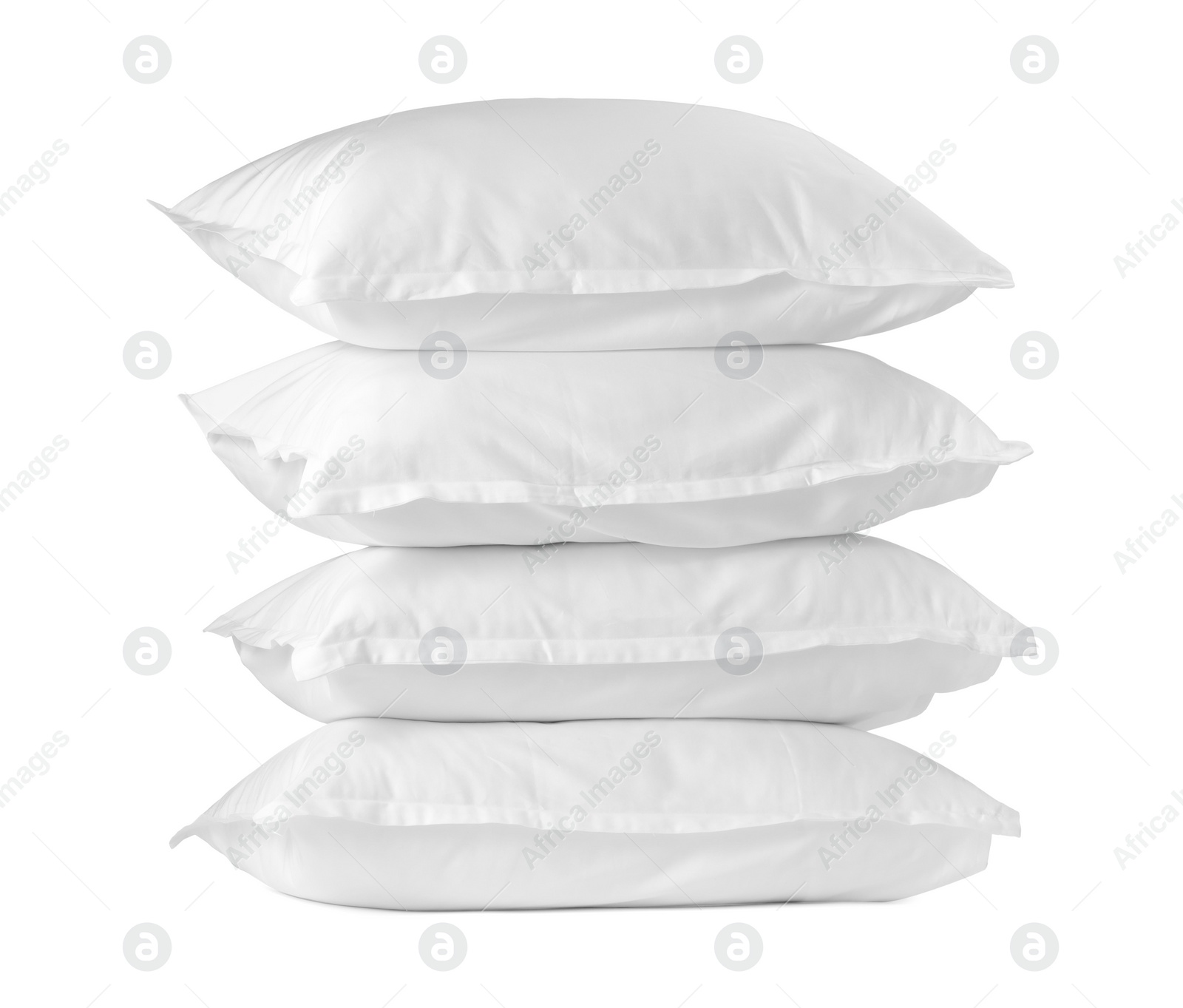 Photo of Stack of soft pillows isolated on white