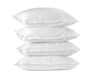 Stack of soft pillows isolated on white