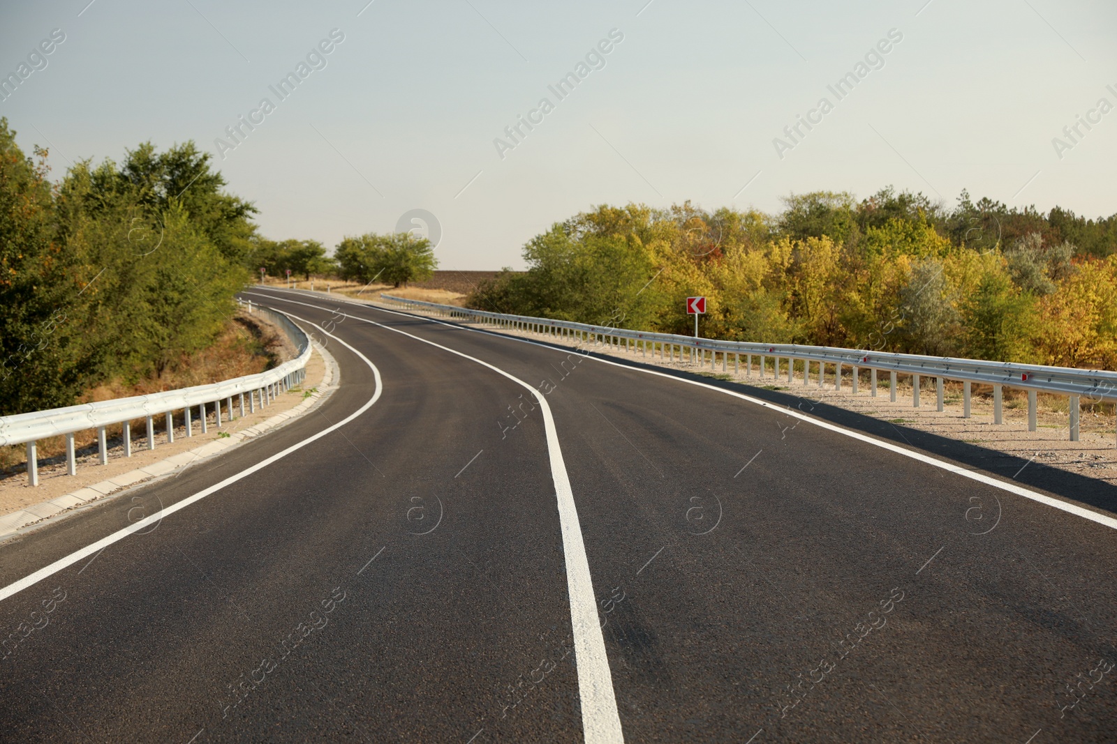 Photo of Beautiful view of empty asphalt highway. Road trip