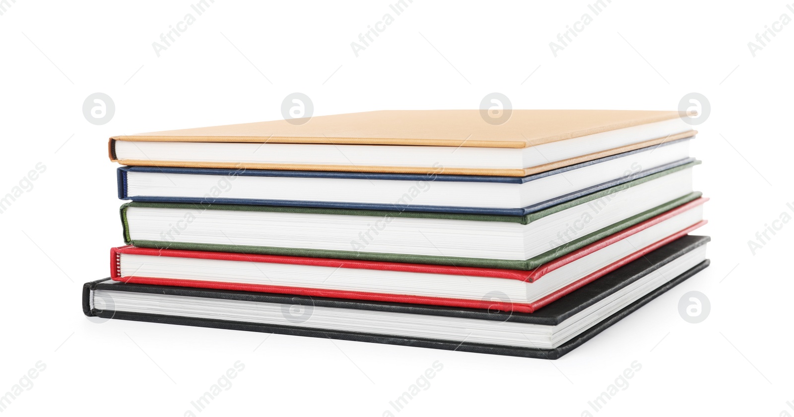 Photo of Stack of hardcover books on white background