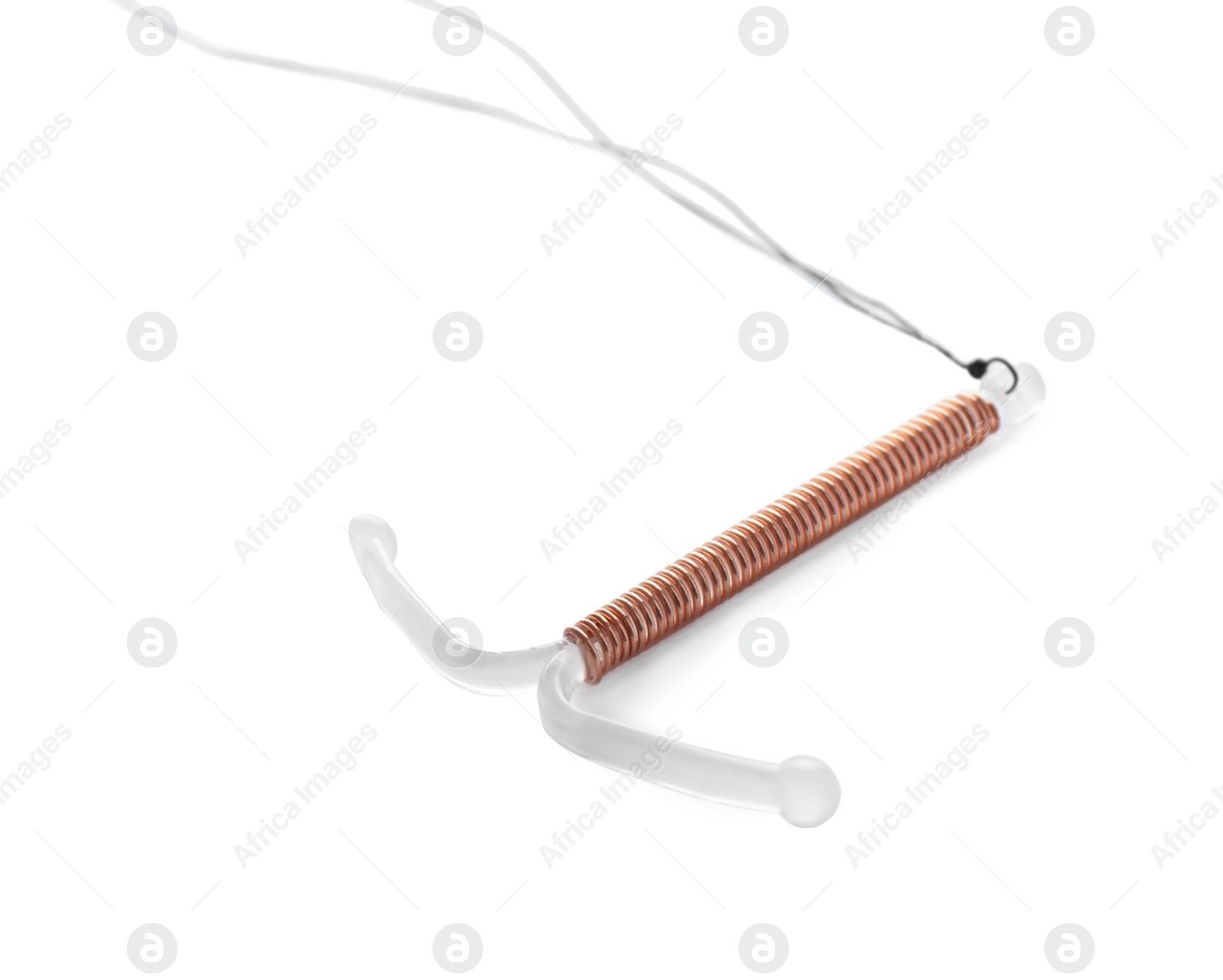 Photo of Intrauterine device isolated on white. Birth control