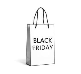 Shopping bag with text BLACK FRIDAY isolated on white
