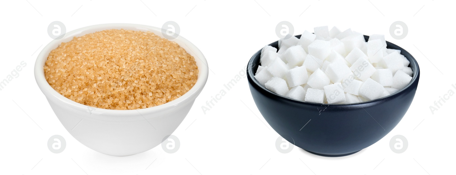 Image of Different types of sugar isolated on white