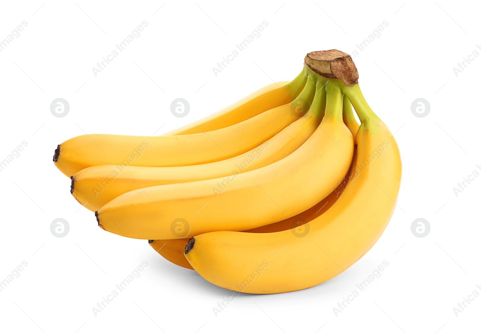 Image of Cluster of delicious ripe bananas isolated on white