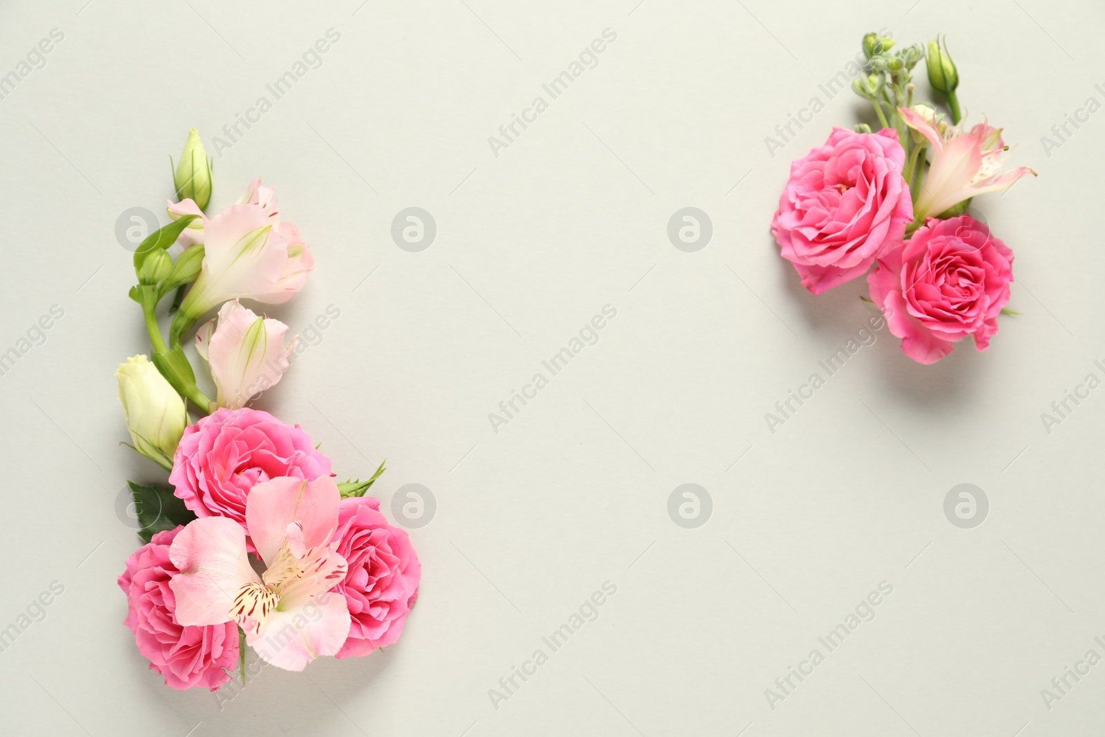 Photo of Happy Mother's Day. Beautiful flowers on white background, flat lay. Space for text