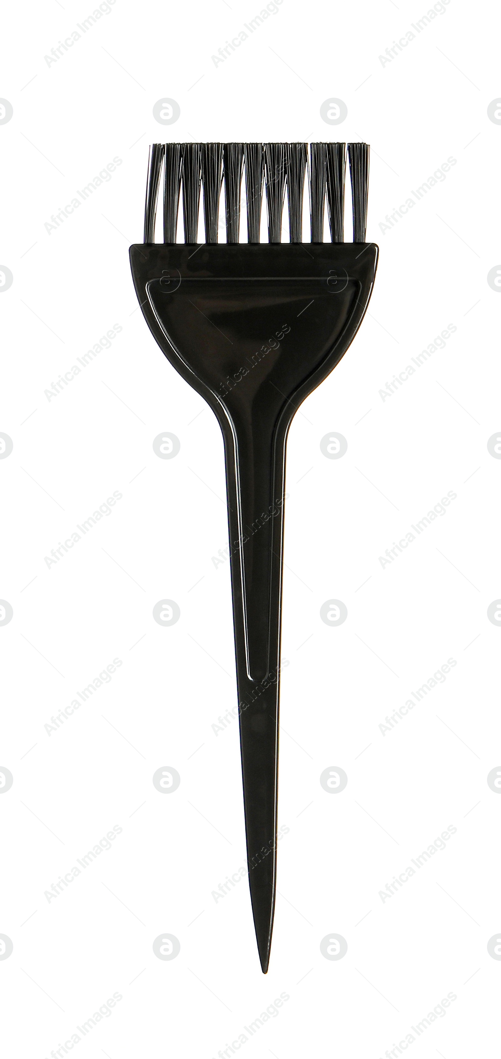 Photo of Hairdresser tool. Black hair dye brush isolated on white