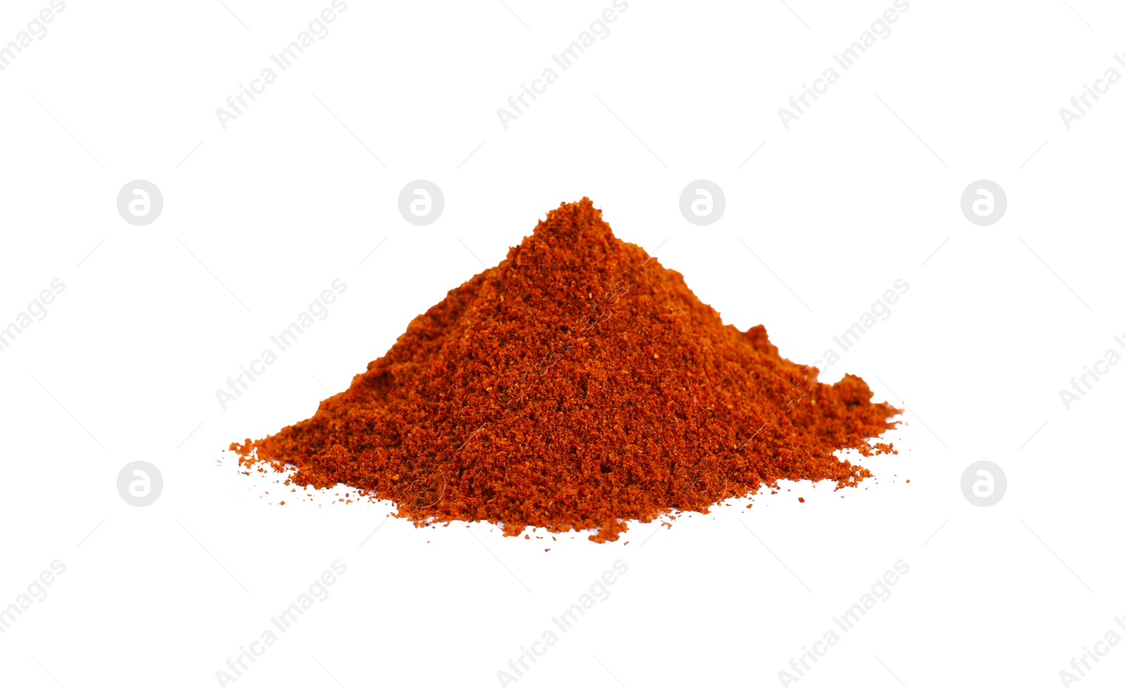 Photo of Heap of aromatic paprika powder isolated on white