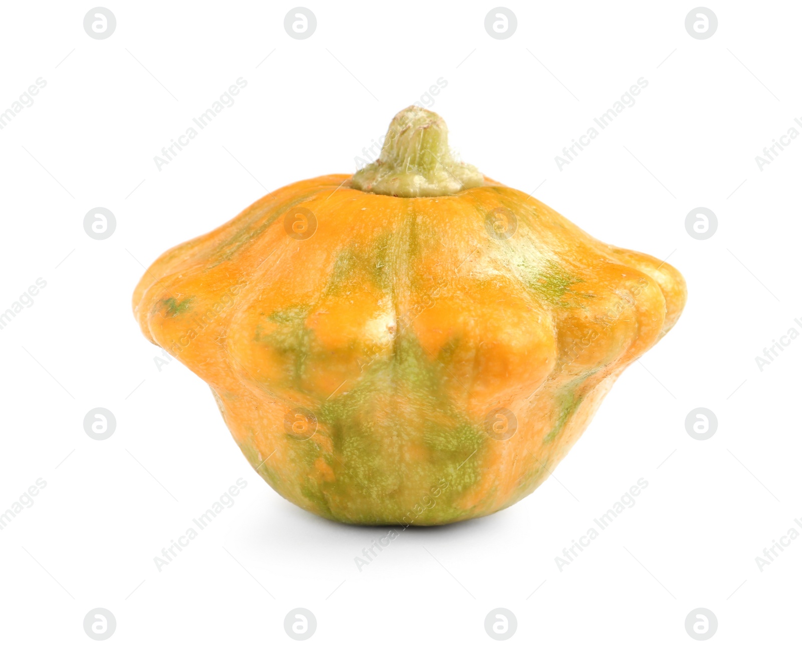 Photo of Fresh ripe yellow pattypan squash isolated on white