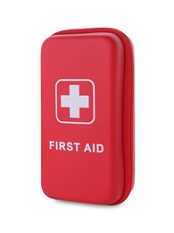 Photo of Red first aid kit isolated on white