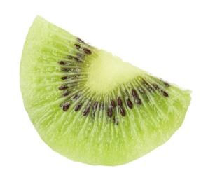 Photo of Slice of fresh kiwi on white background