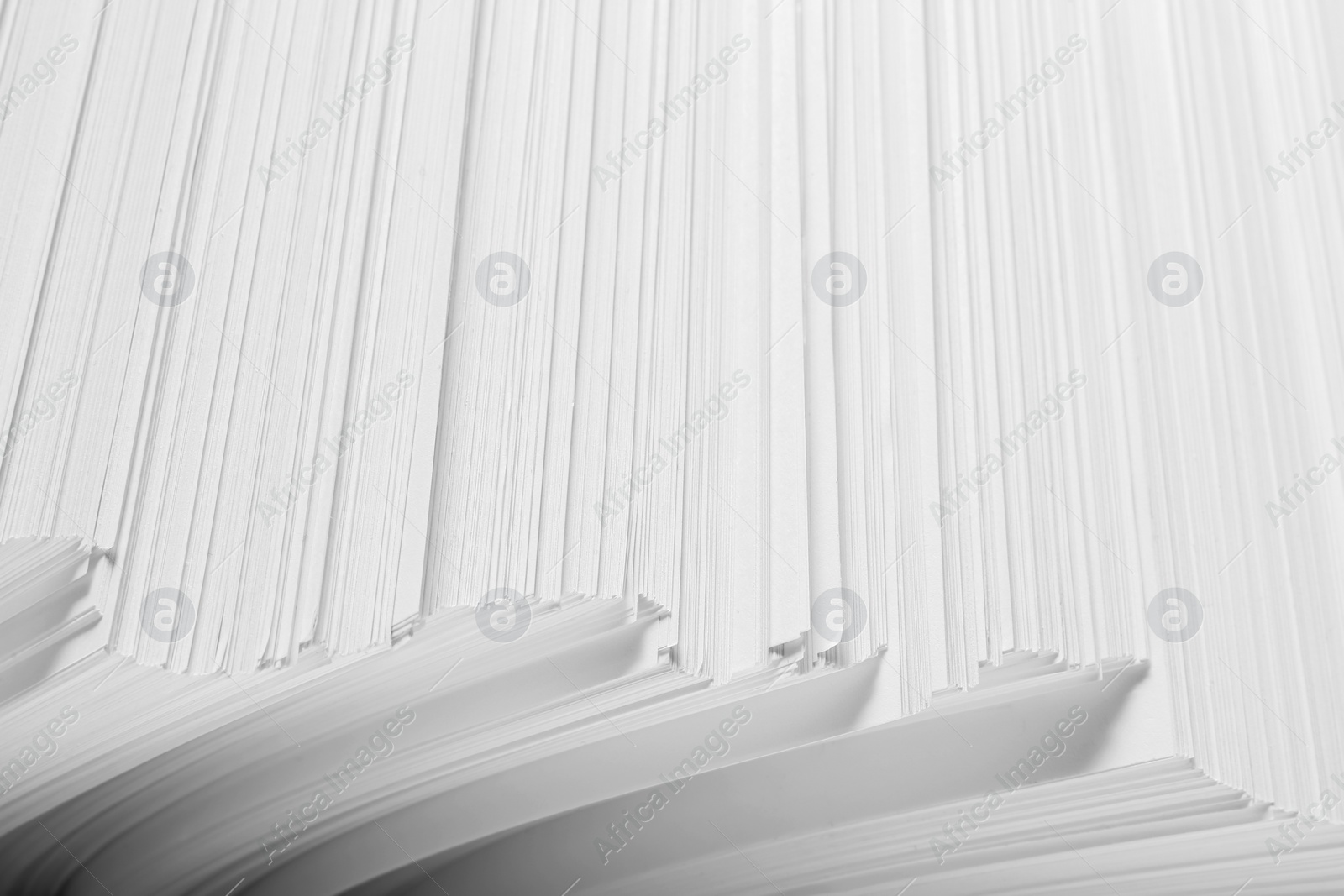 Photo of White paper sheets as background, closeup view