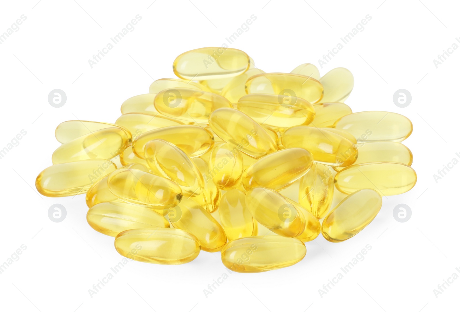 Photo of Vitamin capsules isolated on white. Health supplement