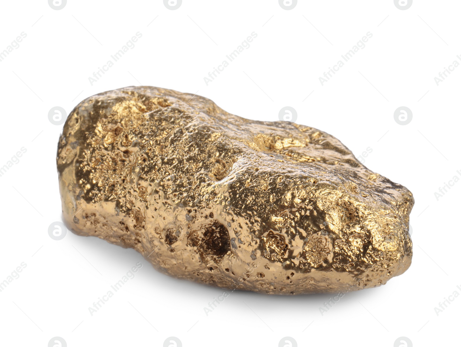 Photo of One beautiful gold nugget isolated on white