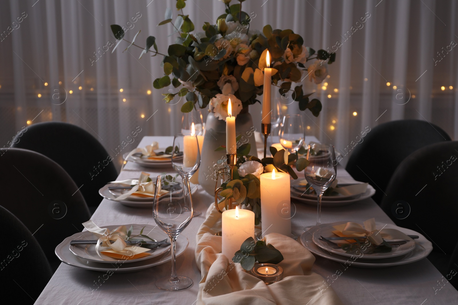 Photo of Festive table setting with beautiful decor indoors