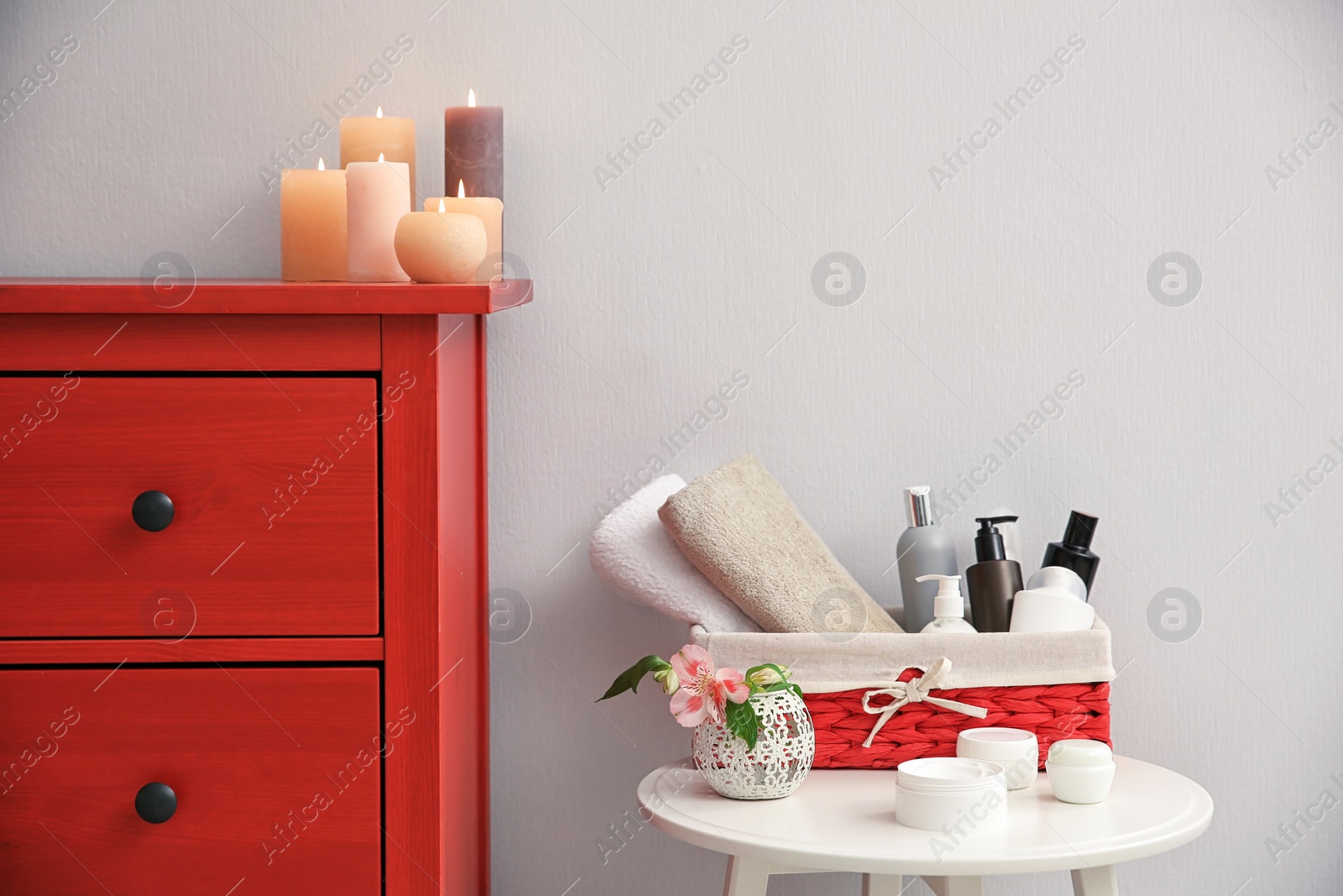 Photo of Set of body care cosmetics on table