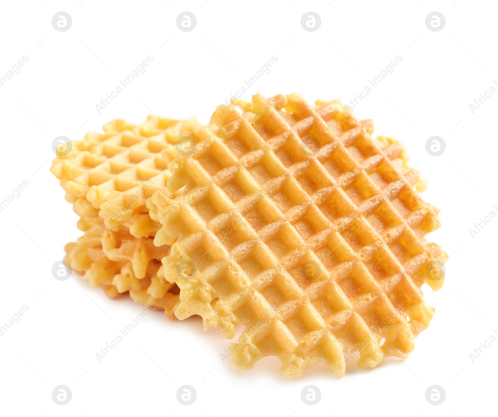 Photo of Delicious waffles for breakfast on white background