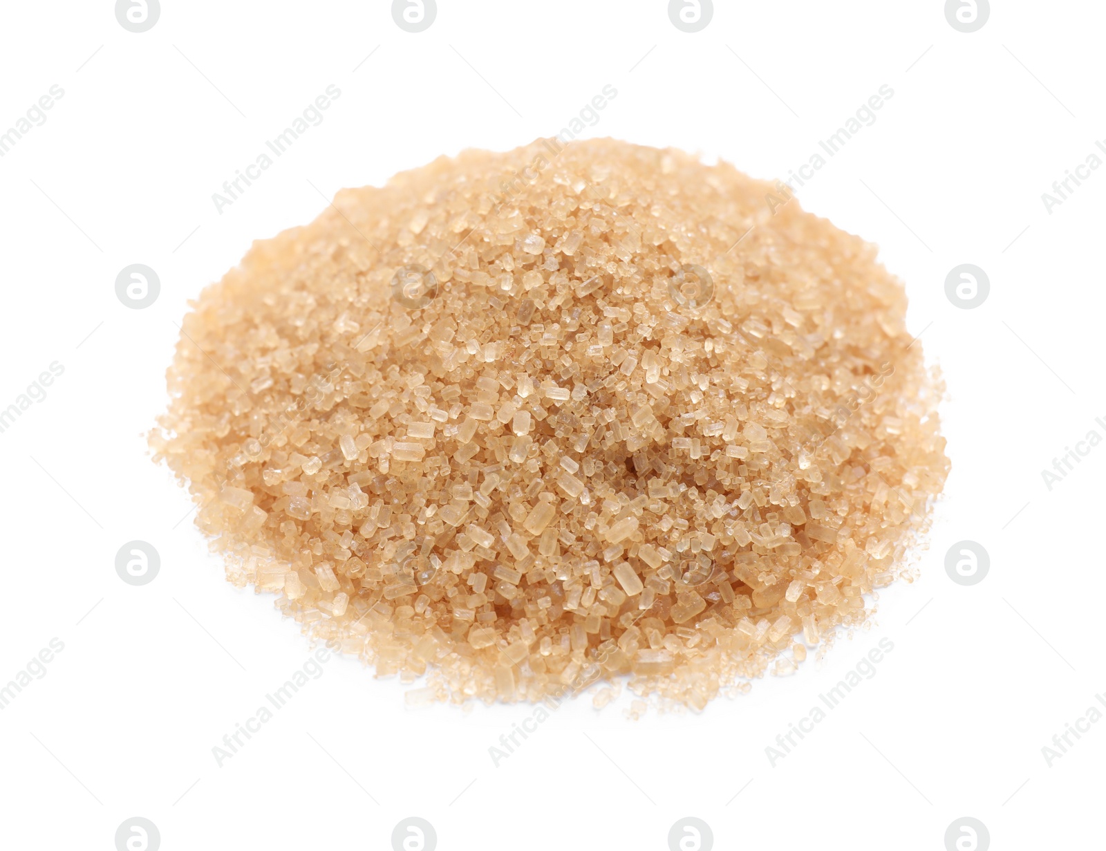 Photo of Pile of brown sugar isolated on white