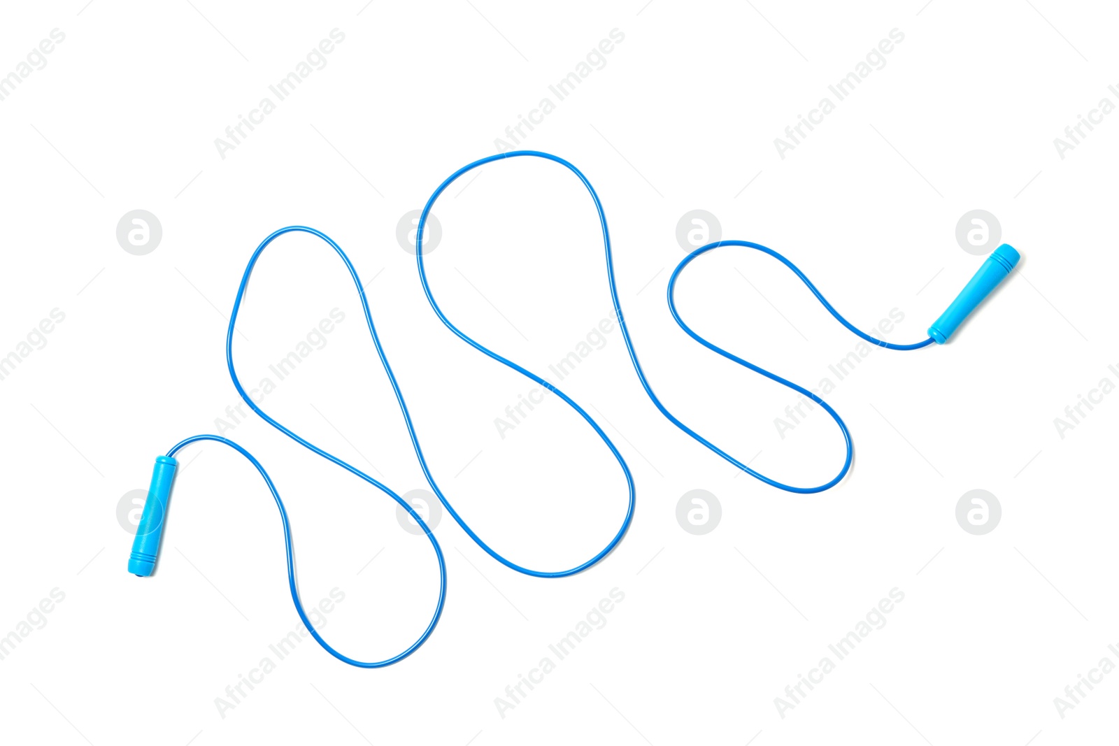 Photo of Jump rope on white background, top view