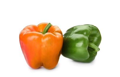 Raw ripe paprika peppers on white background