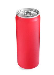 Photo of Energy drink in red aluminum can isolated on white