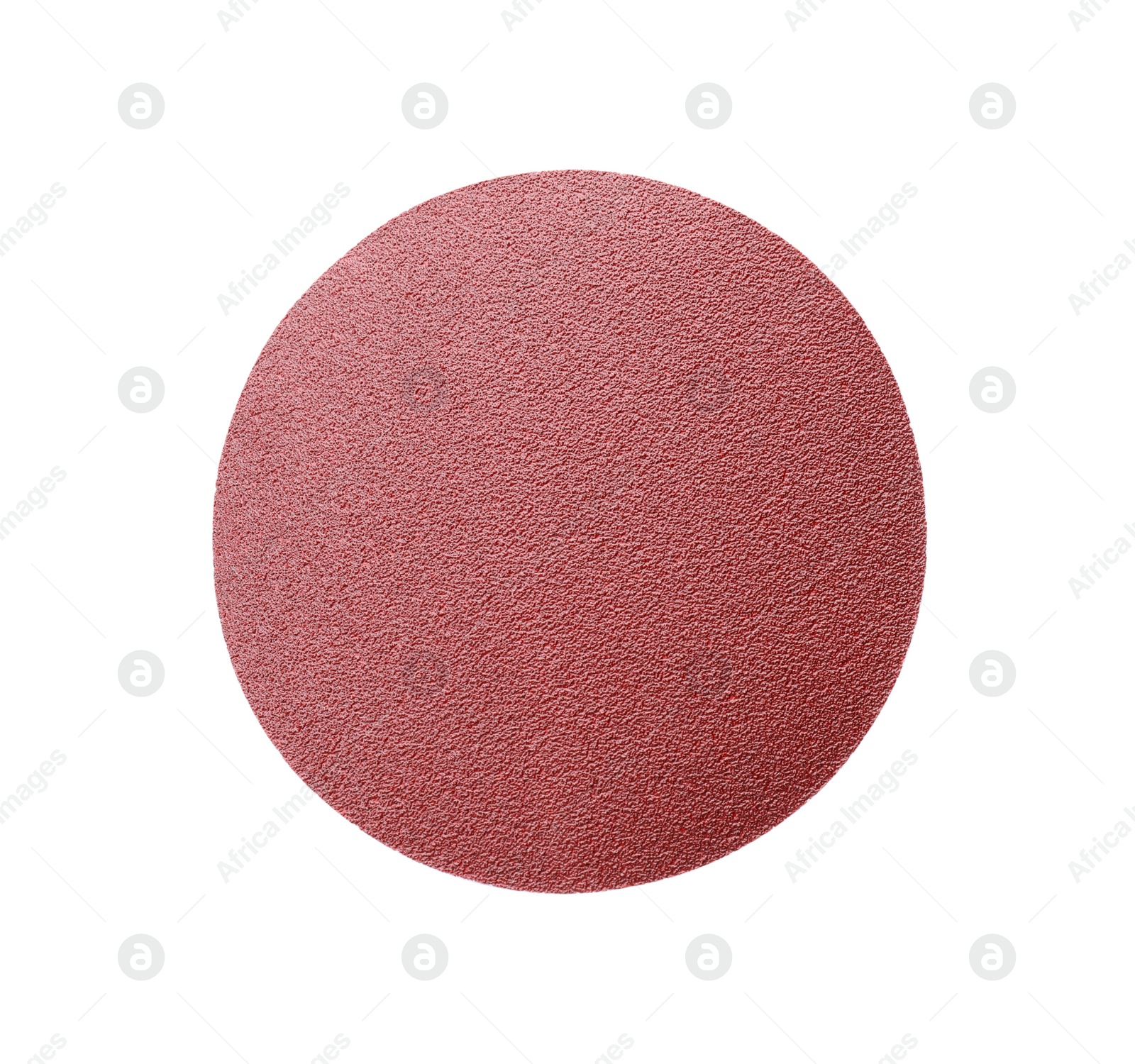 Photo of One coarse sandpaper disk isolated on white, top view