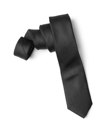 Photo of Classic black male necktie isolated on white