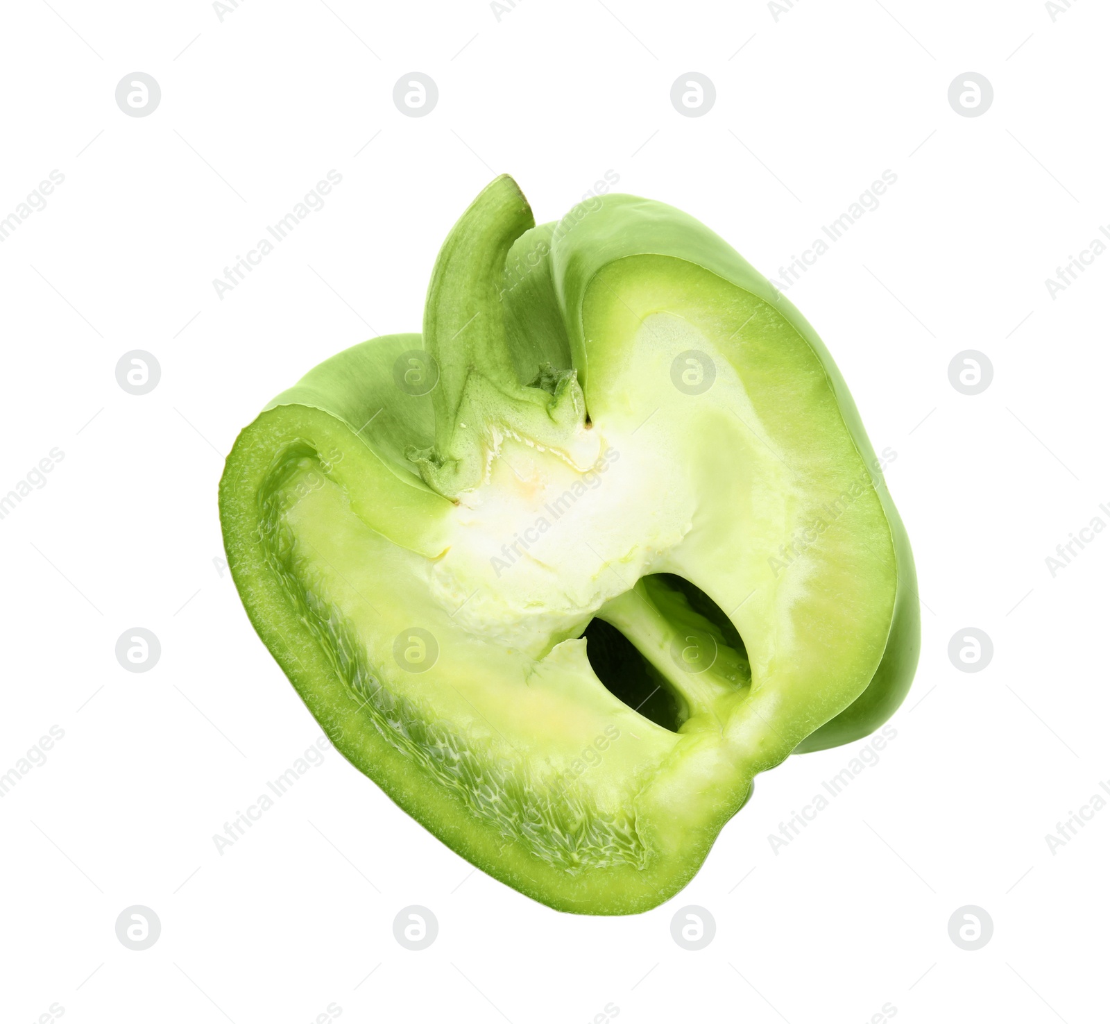 Photo of Cut ripe paprika pepper on white background