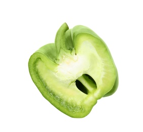 Photo of Cut ripe paprika pepper on white background