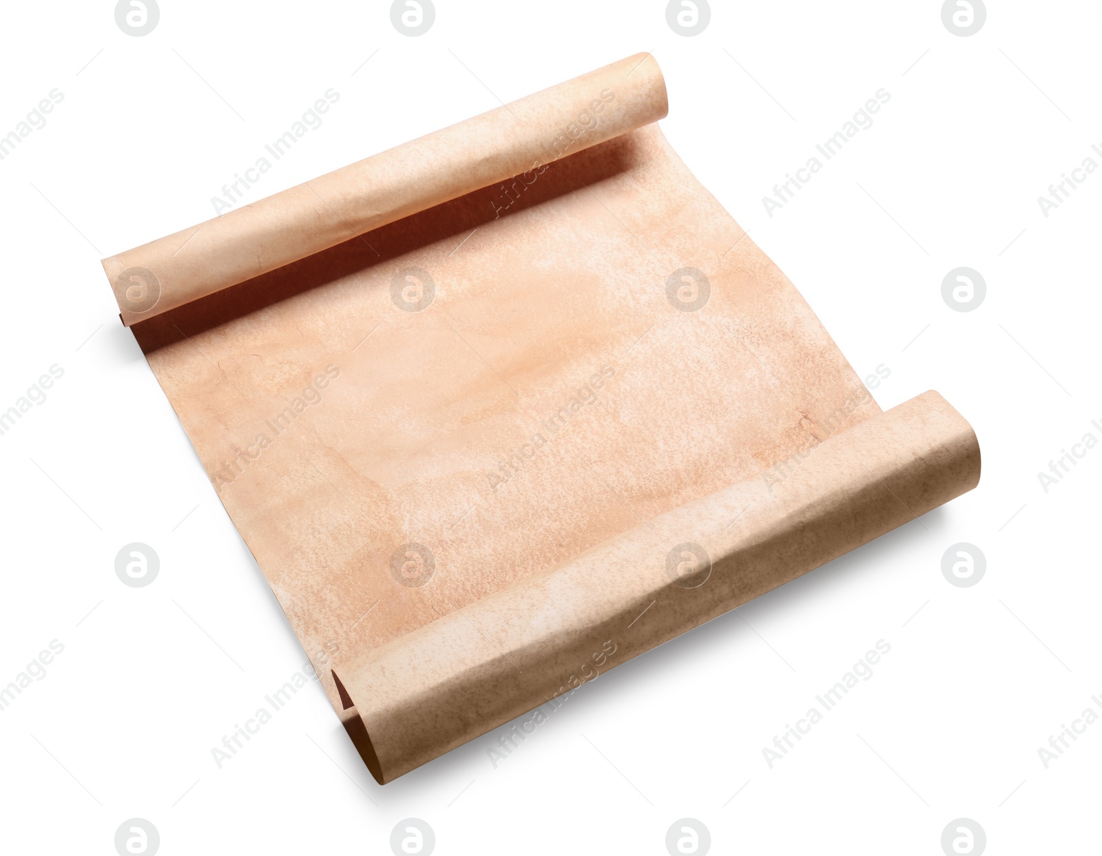 Photo of Blank sheet of old parchment paper on white background