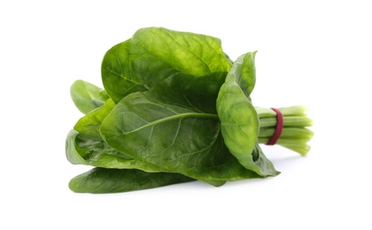 Bundle of fresh spinach isolated on white