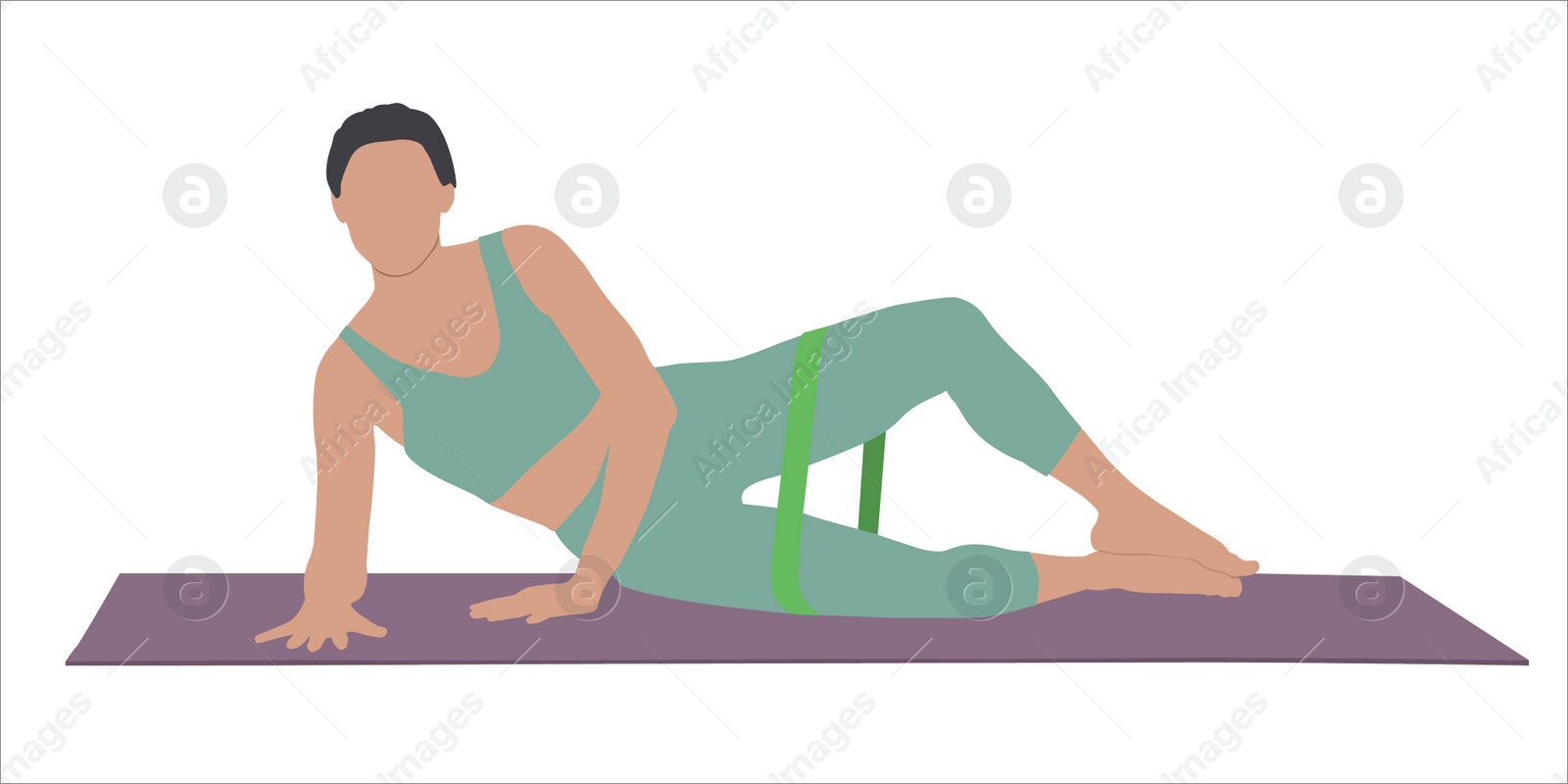 Illustration of Woman doing exercise with fitness elastic band on white background