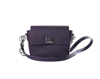 Stylish purple leather bag isolated on white