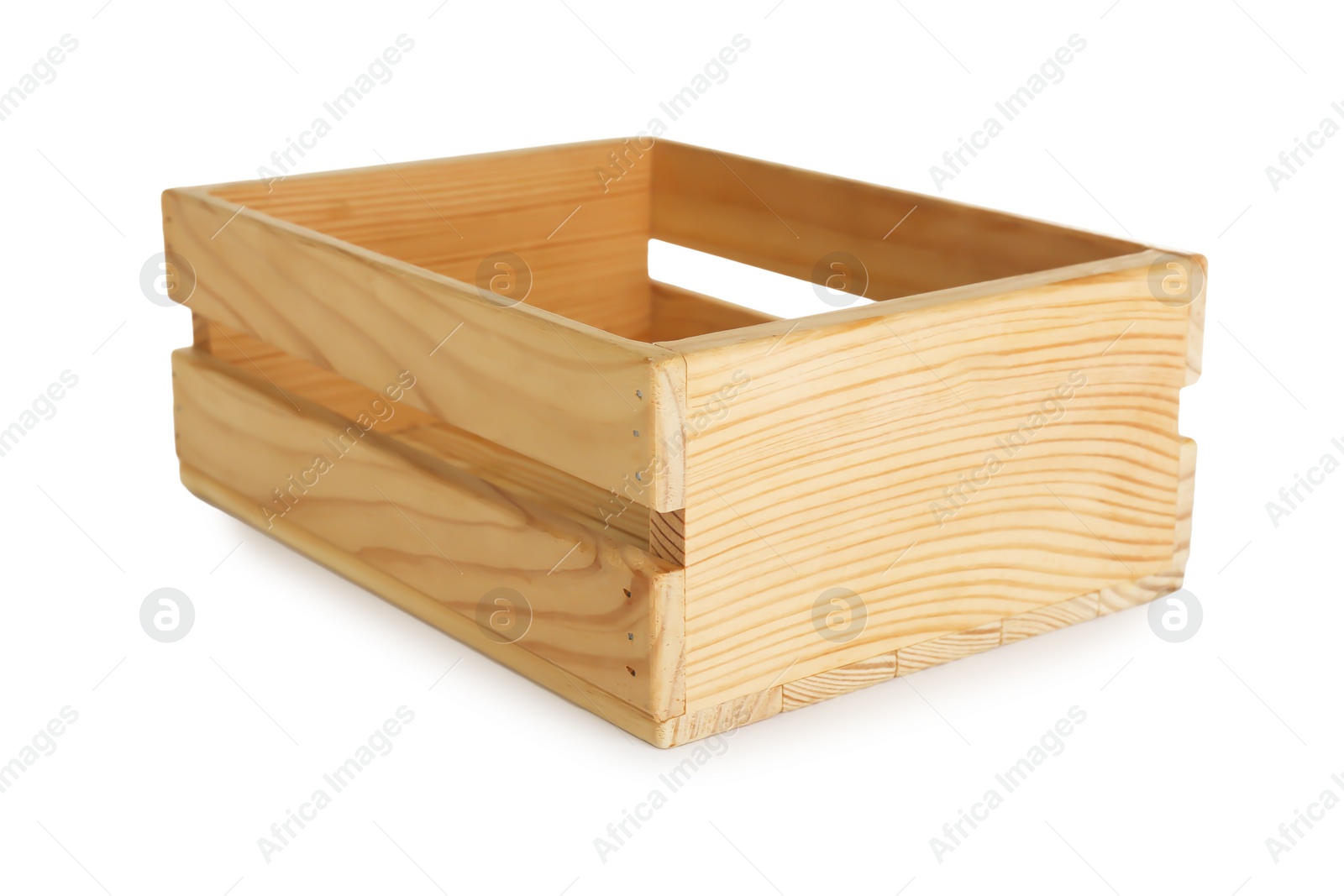 Photo of Wooden crate on white background. Shipping container