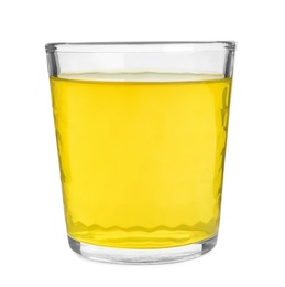 Tasty jelly dessert in glass on white background