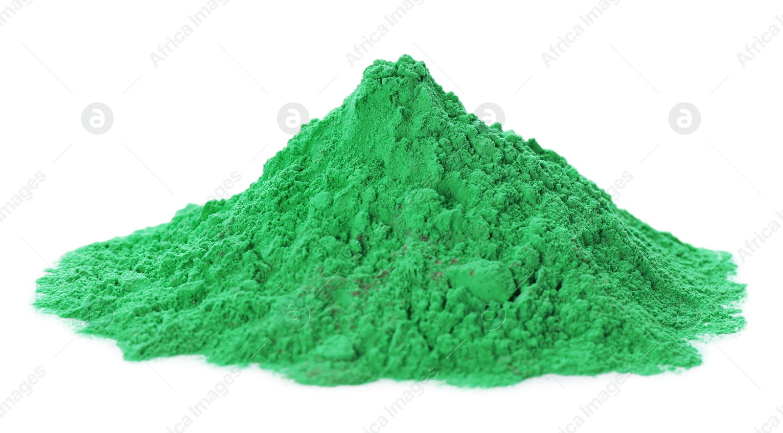 Photo of Green powder dye on white background. Holi festival