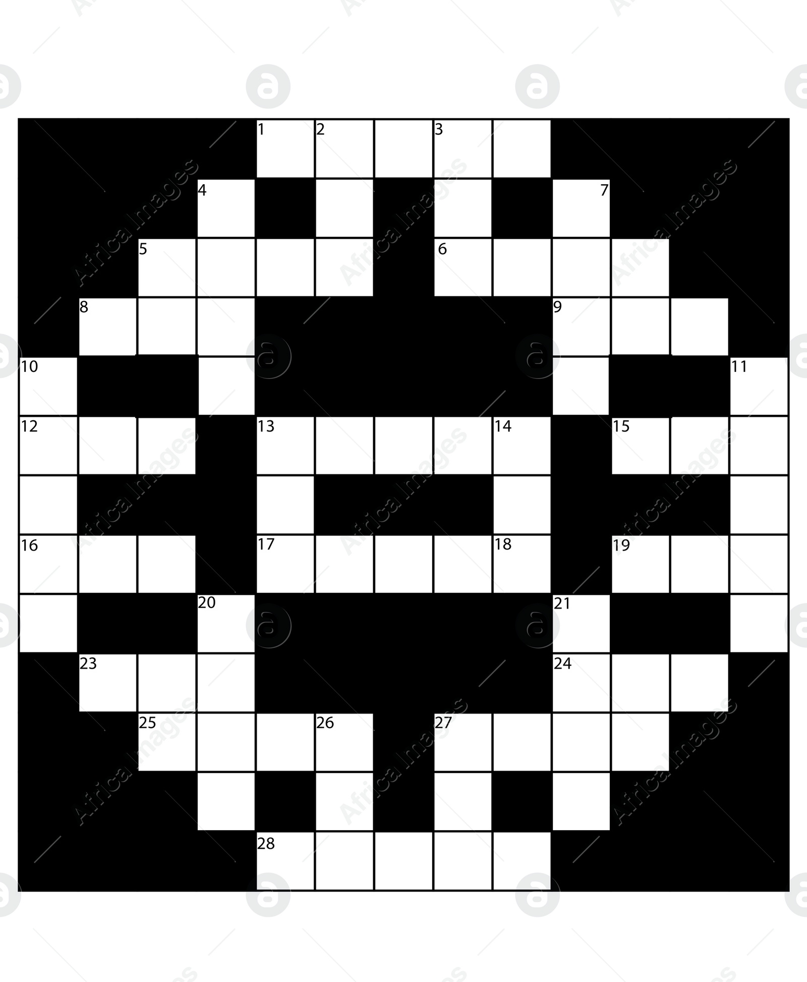 Illustration of  blank crossword on white background