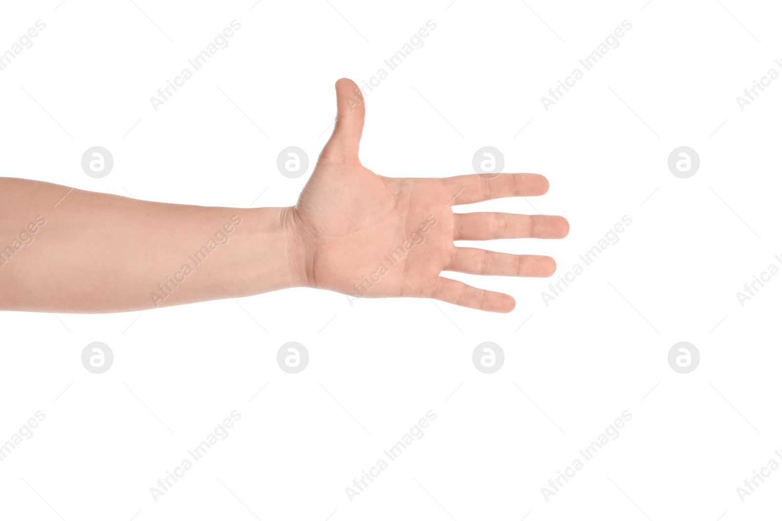 Photo of Young man on white background, closeup view