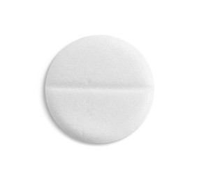 One round pill on light grey background, top view